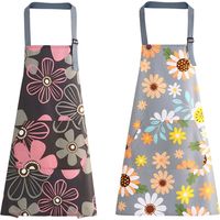 Srvillg Lot de 2 tabliers de cuisine, tablier réglable avec poche, tablier floral élégant pour la cuisine à la maison, le jardinage, la restauration et les salons, Motif Floral Rose + Gris Tournesol