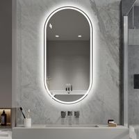 Miroir intelligent ovale sans cadre 60 x 120 cm, à fixation murale, avec écran tactile et traitement antibuée, pour salle de bain.