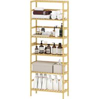 Estantería Bamboo 6 Niveles Librería Estante Baño Cocina Sala Estar 60x30x160cm
