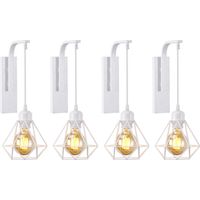 4 Piezas Lámparas de Pared Industrial Aplique Pared Diseño de Jaula Metal Luz de Pared Blanco Iluminación Ajustable Ø16cm