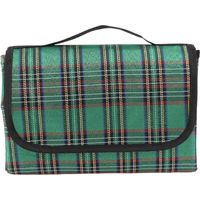 Eendelige picknickdeken, waterdichte en warme picknickdeken voor buiten - 80 x 150 cm. Perfect voor picknicks, wandelen, kamperen en strandactiviteiten. Groen geblokt patroon.
