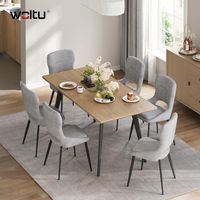 WOLTU Dining Chairs 6Pcs in Chenille Upholstered Modern Kitchen Armchairs with Metal Legs for Living Room Restaurant, Grey