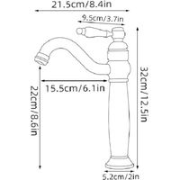 Bathroom Single Lever Mixer Tap,Single Handle 360 °Rotatable Brass Basin Mixer Tap Cold and Hot Water Available, Brass Antique Finish with 2pcs 60cm G1/2 hoses