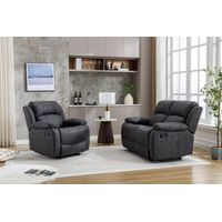 Manual Reclining Sofa Collection Sectional Couches Set Grey - 2+1 Seater Sofa Set