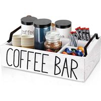 Organisateur de station à café, organiseur de qualité supérieure pour le compteur, support de dosette de café de ferme avec poignée, thé et café expresso, décor rustique blanc