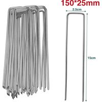TolleTour Set 500 Piquets en acier galvanisé 150x25mm ancrage au sol pour bâches filets de jardinage en U Anguleux