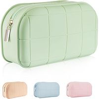 Trousse de maquillage de voyage, Trousse de maquillage en silicone, Trousse de toilette portable et imperméable, Trousse de toilette pour femmes et filles (Vert)