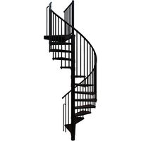 Scala a chiocciola esterni 10 gradini - Altezza raggiungibile 1,90 a 2,35m - Diametro 1.60m - Struttura nera e gradini nera - RONDOZINK160-CN-10