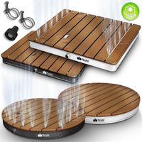 tillvex® Gartendusche Anthrazit - Eckig Outdoor bis 4 m Fontänenhöhe Bodendusche rechteckig & rund mit Fußrad Außendusche rutschfest Saunadusche wetterfest Campingdusche aus Aluminium/WPC/Holzopti