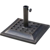 9kg Square Garden Parasol Base Holder Resin Outdoor Market Umbrella Stand with Adjustable Coupler, Bronze