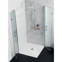 Doppia porta doccia PS35 in cristallo 6 mm trasparente 80x90 con