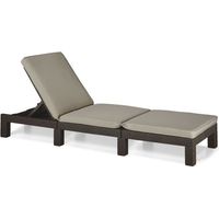 Bain de soleil en imitation resine tressee ALLIBERT avec coussins - 4 positions - Daytona - Marron