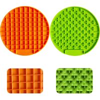 Lot de 2 tapis à lécher pour chien, slow feeder, 20x20x0,75 cm, vert et orange – DELKEVIC