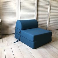Fauteuil enfant convertible 1 place – Assise profonde en coton – Couleur bleu canard – Longueur dépliée 180 cm – Cotton Wood