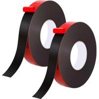 2 Rouleaux Adhésif Double Face 25mm×10m, Adhesif Double Face Extra Fort Universel, 0,5mm Ultra-Fin, Waterproof/Chaleur-Résistant, Double Face Extra Fort pour Murs/Voitures/Bandes LED/Noël/Décor Maison