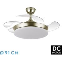 Ventilador de techo DC "Tridente Mini" regulable con mando a distancia (59W 3CCT 6980lm) color cuero