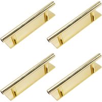 4 Pack Gold Plastic Sliding Door Pull Handles Self Adhesive Long Handle with Plate for Kitchen Cabinet Sliding Door