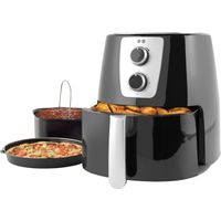 Petra PT5175VDEEU10 Friggitrice ad aria 5.2L - Friggitrice senza olio, timer da 30 minuti, vassoio per pizza e stampo per torte inclusi, temperatura regolabile, circolazione dell'aria calda, 1300 W