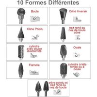 Lot de 20 Double Coupe de fraises rotatives en carbure de tungstène, avec tête de meulage, poignée de 3 mm, Pour Outils Rotatifs Dremel, pour Gravure sur Bois Polissage Métal Verre Céramique Bijoux