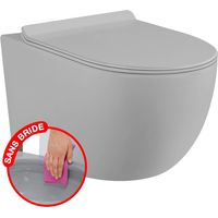 CONFORT - WC suspendu sans bride gris matt avec fixations invisibles + abattant ultra fin declipsable + frein de chute
