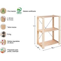 Scaffale a doghe Evolution 3 111x76,7x43 cm pino massello di Astigarraga