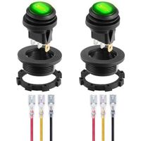 Interrupteur à Bascule LED Vert étanche avec Coque Ronde 3 Broches 12DC-20A/24VDC-10A pour Interrupteur à Bascule de Camion de Voiture Automobile Allumé/éteint-2Pack