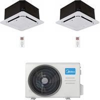 Climatizzatore Condizionatore Midea Cassetta 4 vie Compatta R32 Dual Split Inverter 12000 + 12000 BTU con U.E. M3OA-27HFN8-Q Classe A++/A+