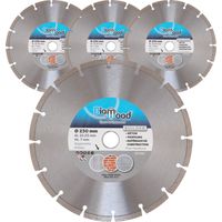Diamwood – Lot de 3 disques diamant 230 mm – Alésage 22,23 mm – Segments 7 mm pour béton et parpaings – Coupe à sec ou à eau
