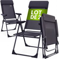 Casaria – Lot de 2 chaises pliantes en aluminium – Dossier réglable 7 positions – Accoudoirs ergonomiques – Capacité 110 kg – Ultra-légères