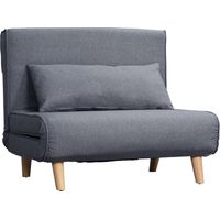 Canapé-lit une place, canapé convertible, canapé-lit pliant, dossier réglable, méridienne, style scandinave nordique, mousse 25D, revêtement aspect lin, bois d'hévéa, gris, 94 x 78 x 80 cm