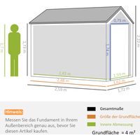 Garden Lodge Steel 4㎡ avec vitrine verrouillable Armier de jardin 259 x 172 x 222 cm Abri de jardin pour balcon Terrasse Gris foncé