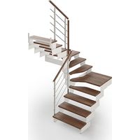 Scala 1 giro 12 gradini - Larghezza 95cm - Legno e bianco - COMPO95RH-U-SBMN12
