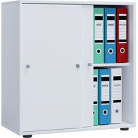 Mobile ufficio VCM con 2 scomparti moderno armadietto con porte scorrevoli Dimensioni ca. L. 70 x A. 73 x T. 37 cm – Scomparto Lona 2 (bianco)