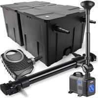 SunSun Set Filtro a 2 camere laghetto 60000l con Chiarificatore UVC 72W Pompa NEO10000 80W Fontana
