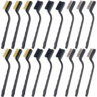 Wire Brush Set - 18 Piece Mini Curved Bristle Scraper Brush Set Stainless Steel Brass Nylon - For Welding Slag Rust Cleaning - 6 Of Each Type