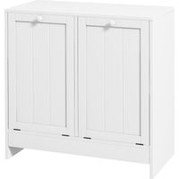 Portabiancheria mobile 2 scomparti a ribalta in legno bianco 66x33x68cm