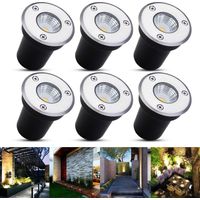 Spot Encastrable au sol à LED 6er, Lampadaire Encastré 3W pour l'extérieur, Spot Encastrable au sol Extérieur, antirouille, Spot Terrasse Exterieur Encastrable, 12V-24V DC