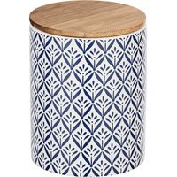 WENKO Scatola per la conservazione in ceramica ermetica con coperchio in bambù, Lorca, Capacità 0,95 l, Ceramica - Bambù, Ø 11x15 cm, multicolore
