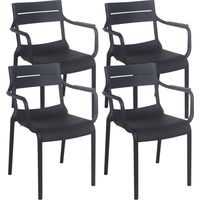 Lot de 4 fauteuils de terrasse en plastique noir