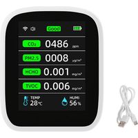 Air Quality Meter - CO2 Detector - WiFi Connected - 8 Parameters - Indoor Use - 1 Unit