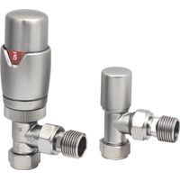 Heatwave Prime Brushed Nickel Angled Thermostatic Radiator Valve Set