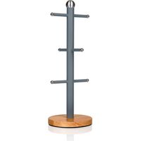 SWAN Nordic Nordic Porta Tazas Soporte Almacenamiento 6 Tazas Café, Acero al Carbono, Base Bambú, Moderno Gris