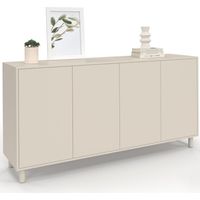 Idmarket – Buffet 160 cm 4 portes en bois beige – Rangement élégant pour salon ou salle à manger – Dimensions : L. 160 x l. 40 x H. 80 cm