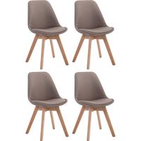 Set de 4 Sillas Borneo para comedor en tela Gris topo Natural
