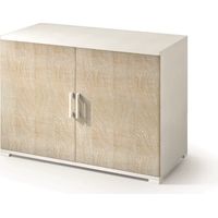 Meuble avec double porte et étagère blanche avec portes en chêne