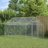 vidaXL Chicken Cage Silver 400 x 170 x 177 cm Galvanised Steel