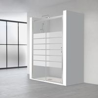 PROFILTEK SUMMER Mampara Corredera Perfil Plata Brillo Vidrio Decorado Bold - Medida: 120-126 cm - ref: 2442264