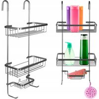 Estante colgante de acero inoxidable para ducha, ideal para cestas metálicas de baño.