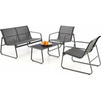 Conjunto de muebles de exterior Houston 1636 , 0x0x0cm, Metal, Vidrio templado, Textil