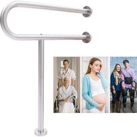 Corrimano per WC in acciaio inox, adatto per bagno, WC, corridoio, hotel, luogo pubblico, 60 x 73 cm